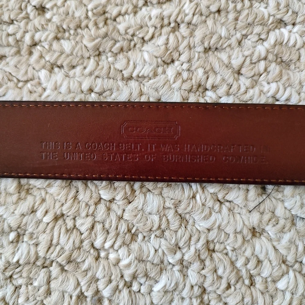 Vintage Coach Men's Leather Belt With Brass Buckle Black Made In USA Size 40